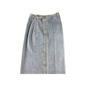 NWT WKNDCHASERS Light Wash Denim Maxi Skirt Button Front Midi Length Size M